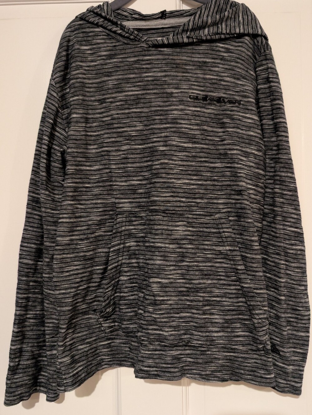 Boy's Quiksilver Black & White Striped Hooded Tee